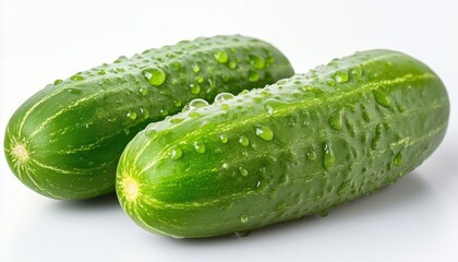 Large Cucumbers Sitting In Fresh Water Against A White Background: A Refreshing And Hydrating Image Perfect For Summer.