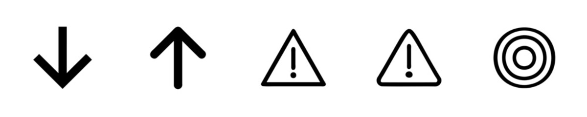Down arrow up arrow warning triangles concentric circles vector
