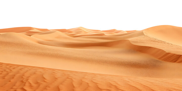 Golden sand dunes landscape isolated on a transparent background