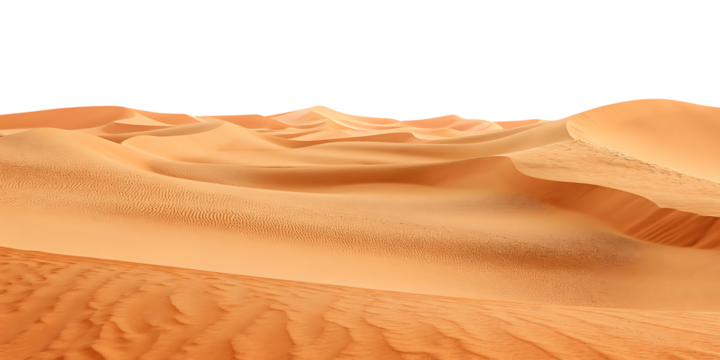 Golden sand dunes landscape isolated on a transparent background