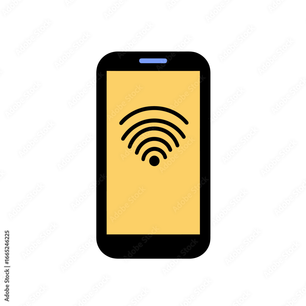 Aufkleber smartphone with wifi signal icon on screen digital wireless communication technology flat vector ill