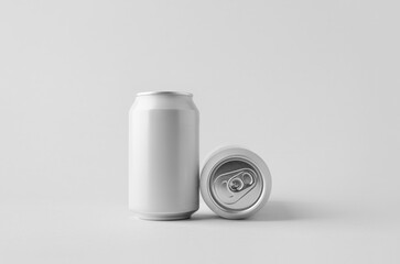 White small beer or soda aluminum can mockup.
