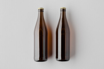 Beer bottle mockup, amber glass