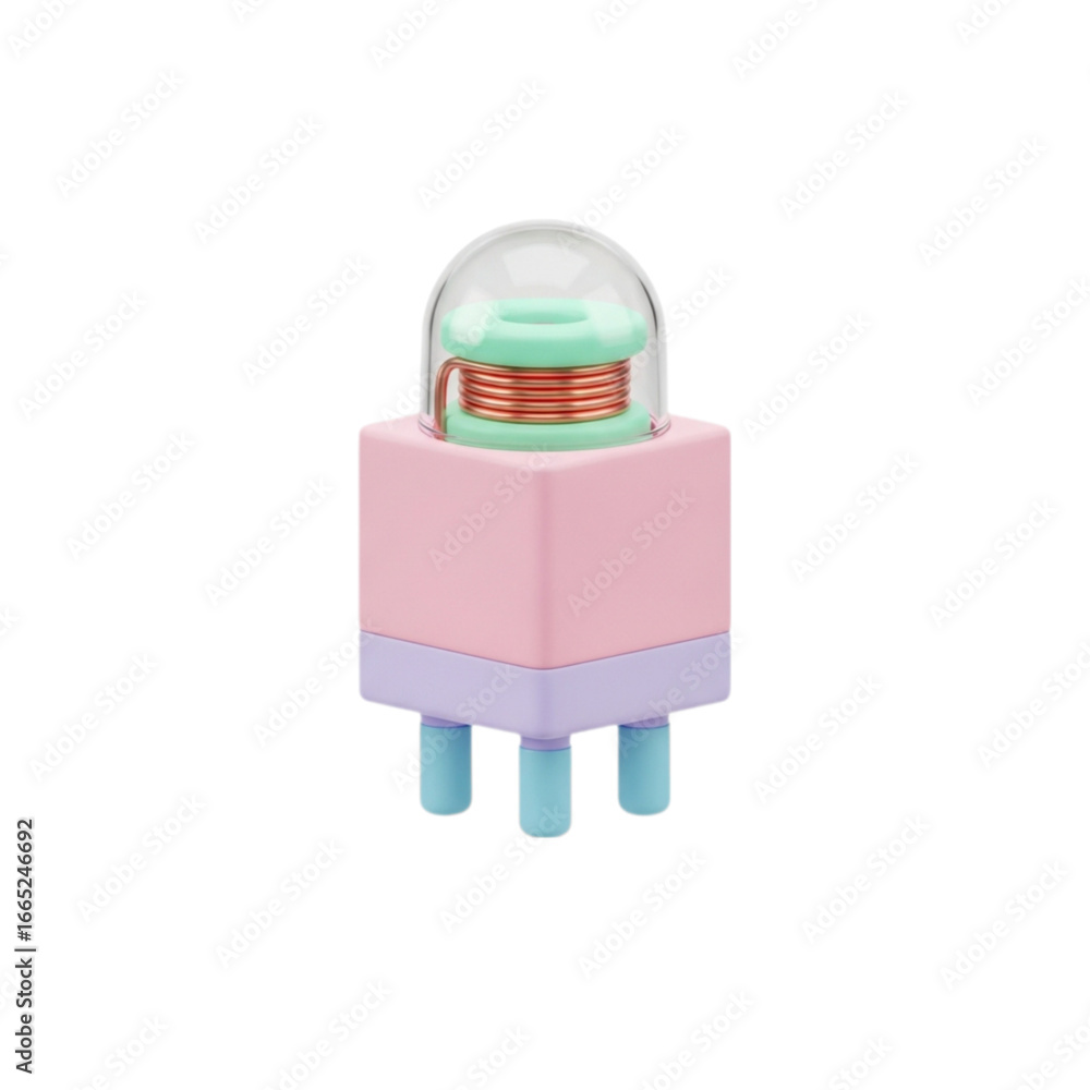 Aufkleber cute 3d rendering of a coil on a pastel colored abstract object isolated on transparent background