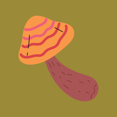 Autumn forest mushroom flat style simple design concept. Vector cartoon graphic illustration