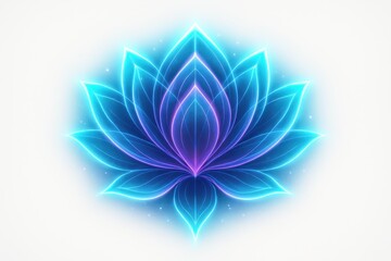 Obraz premium Radiant holographic lotus glowing in blue and violet light.