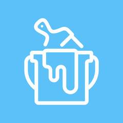 Obraz premium Painting can and brush for painting walls repair flat style simple design icon concept. Vector cartoon graphic illustration 