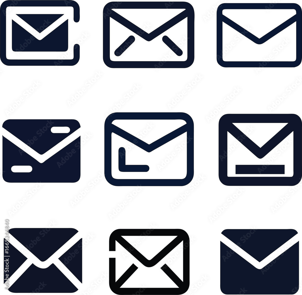 Poster vector communication icons with envelope and message designs.