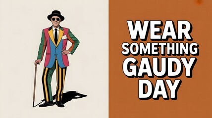 Obraz premium Make a Statement This Wear Something Gaudy Day with Bright Colors, Crazy Clothes, and Fun Accessories That Turn Heads Everywhere