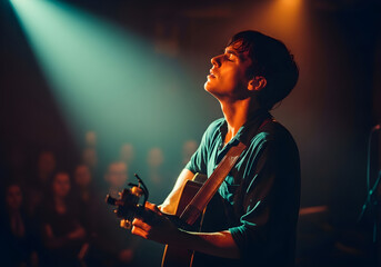 Emotional Live Music Performance with Guitarist