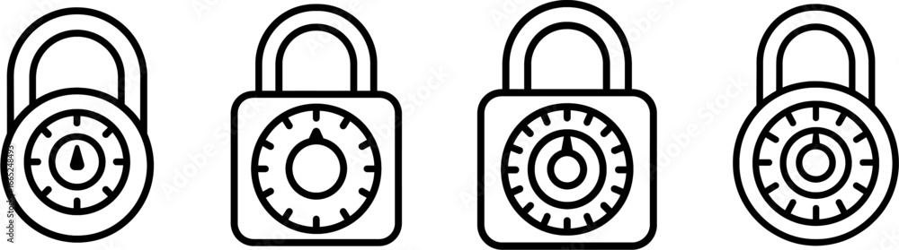 Poster combination lock dial outline vector