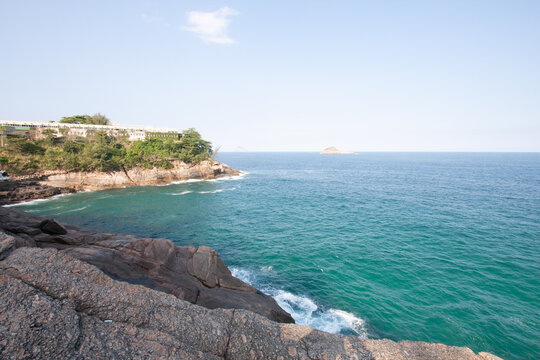 View of the sea from the rocks of Joatinga beach in Rio de Janeiro