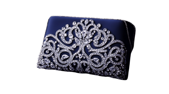 black  purse with stone work isolated