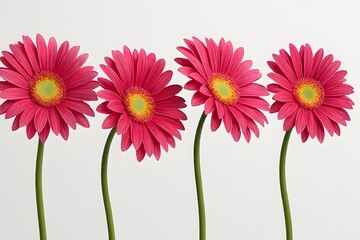 Pink Gerbera Quartet &ndash; Minimalist Daisy Composition for Bright Botanical Aesthetic