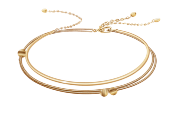 Elegant Gold Choker Necklace, adjustable, isolated on white transparent background