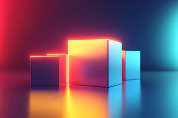 Abstract neon cubes background for product display and modern presentation