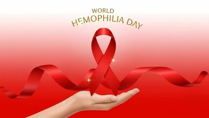 Celebrating world hemophilia day: symbolic red ribbon transformation and awareness - Powered by Adobe