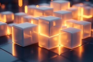 Abstract glowing cubes background wallpaper technology innovation design