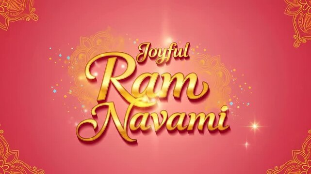 Celebratory joyful Ram Navami greeting with elegant golden accents and sparkling effects