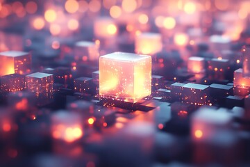 Abstract glowing cubes background for technology and futuristic concepts art