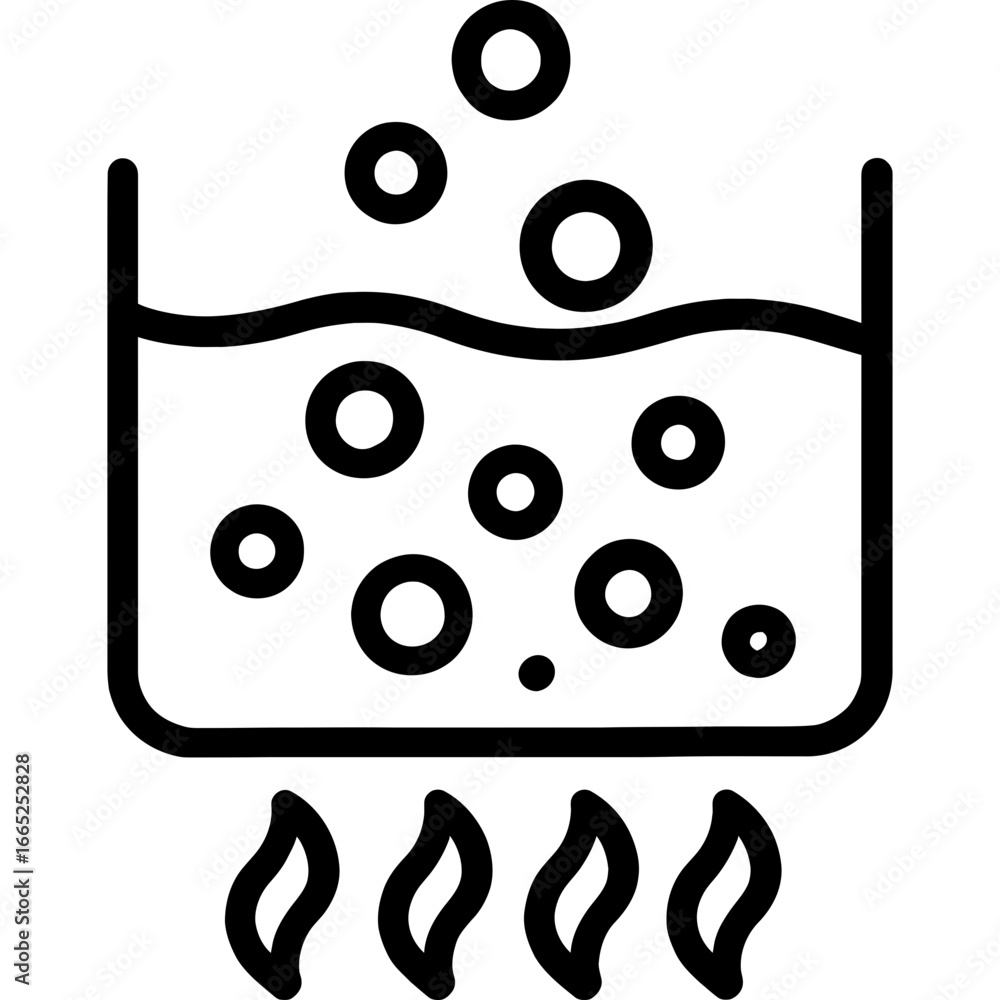 Poster boiling point bubbles outline vector
