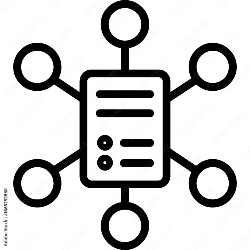 Poster blockchain node network outline vector