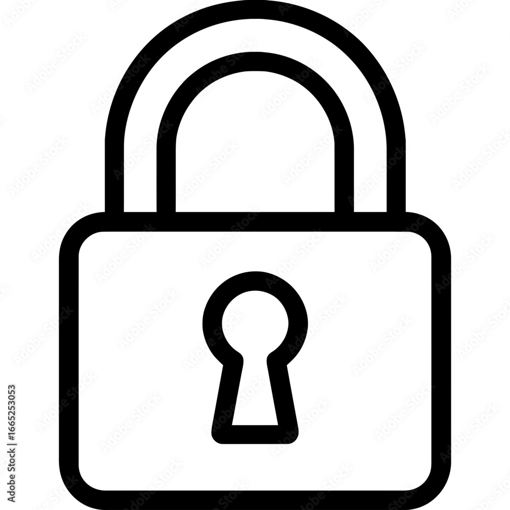 Poster closed padlock secure lock outline vector