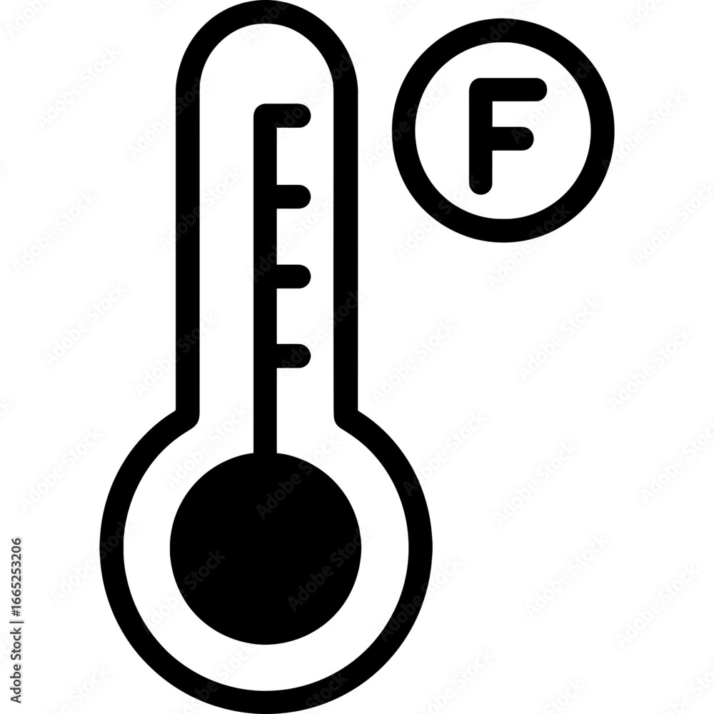 Poster thermometer with fahrenheit indicator outline vector