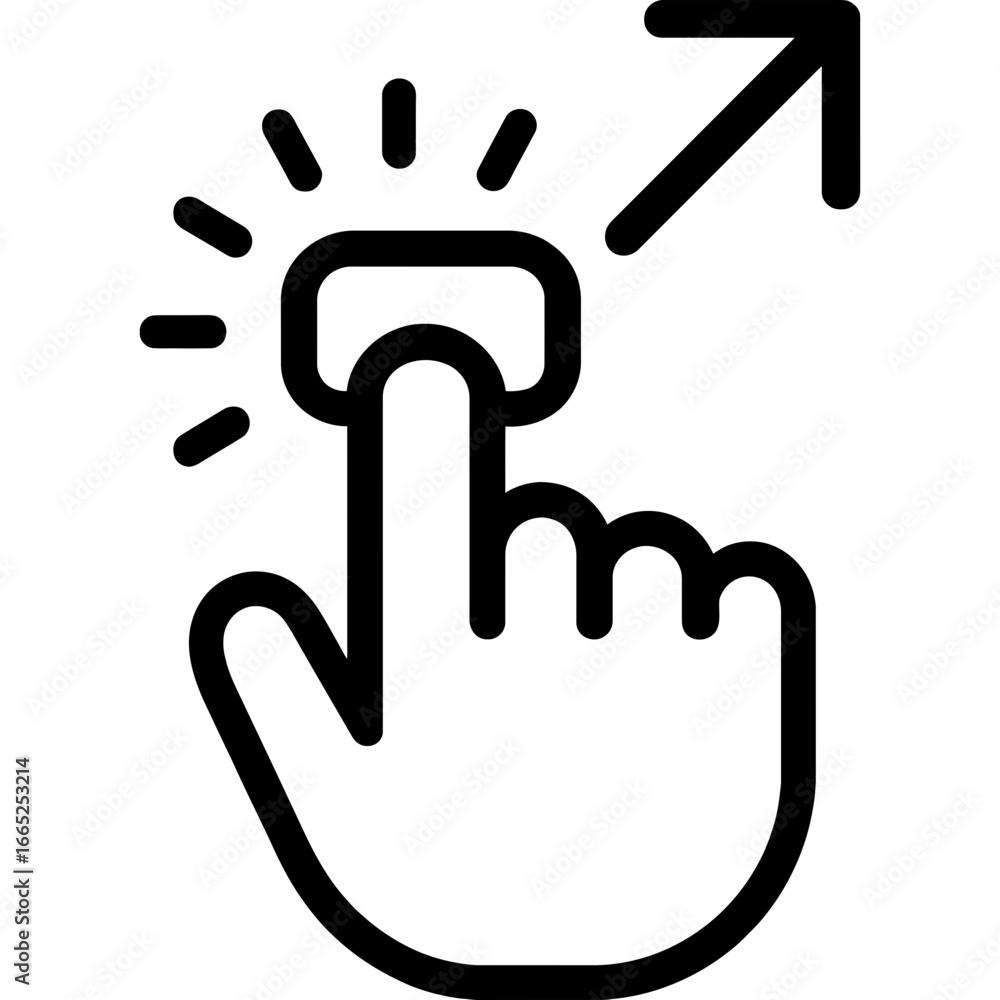 Poster trigger action start mechanism outline vector