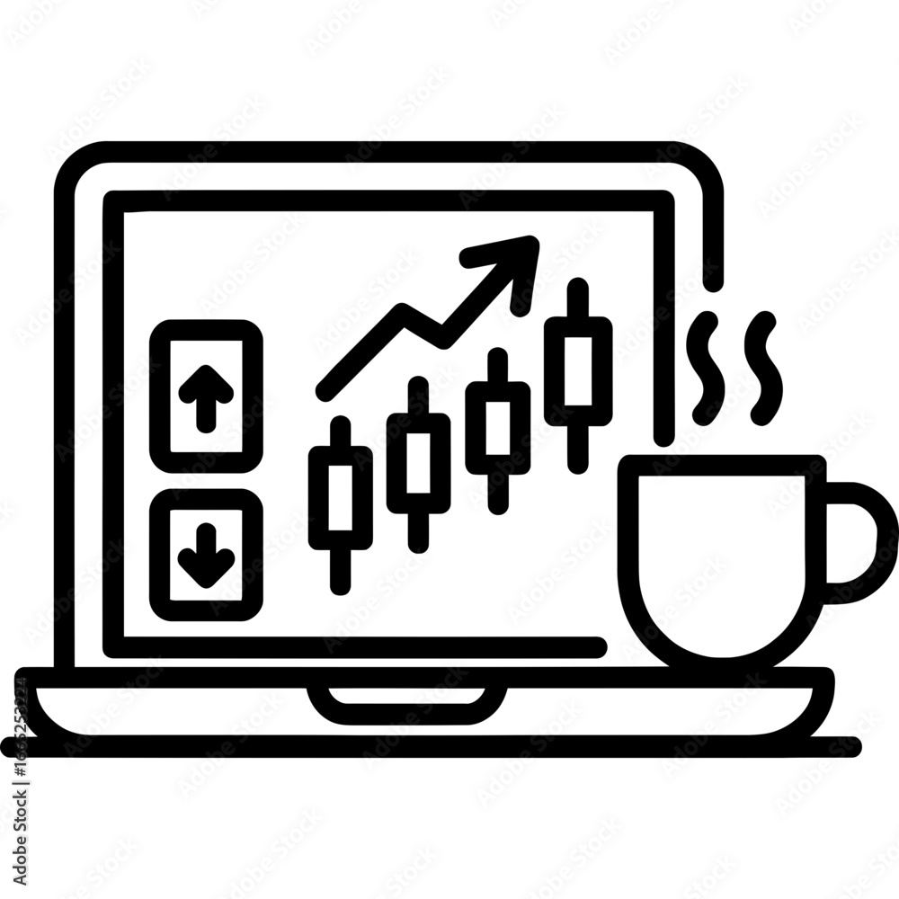 Poster day trading setup outline vector