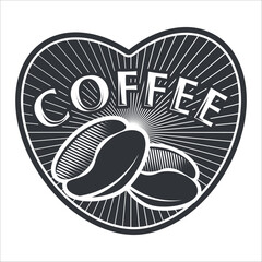 Coffee logo design coffee beans black on white background sticker decorative emblem coffee