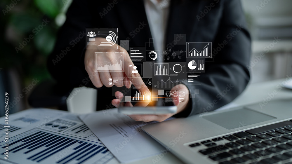Poster data insights, charts, and analytics help visualize performance. data drives strategy, analytics enh