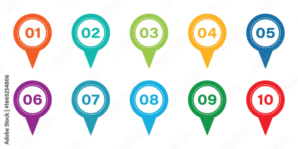 Aufkleber set of numbers . number circles set1 to 10 . set of round 1-10 numbers icon for education . vector i