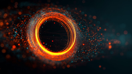 A glowing orange  ring forms a continuous data loop on a dark background, creating a futuristic, dynamic, high-tech visual effect.