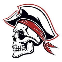 Pirate Skull Mascot Logo Vector, Tricorn Head Esports Icon Transparent