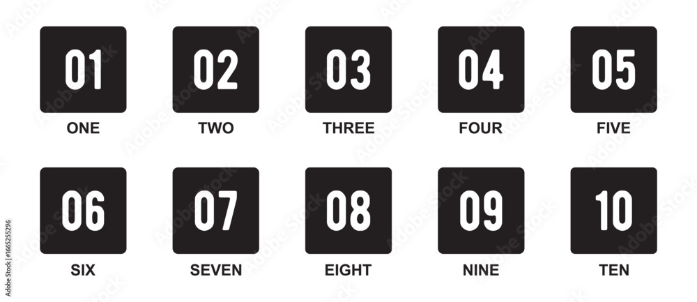 Aufkleber set of 1 to 9 numbers simple design isolated. typography set of rounds 1 to 9 numbers. numeral typog