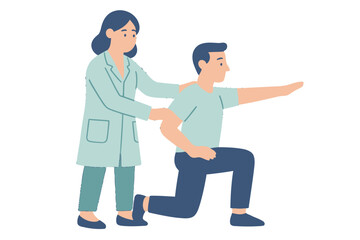 Physiotherapy session: therapist assisting patient with exercises