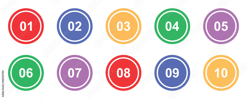 Poster simple round numbers symbol set. numbers icon set on white background. 01 to 10 number set icon with
