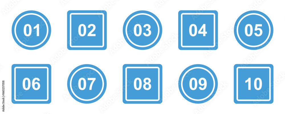 Poster simple round numbers symbol set. numbers icon set on white background. 01 to 10 number set icon with