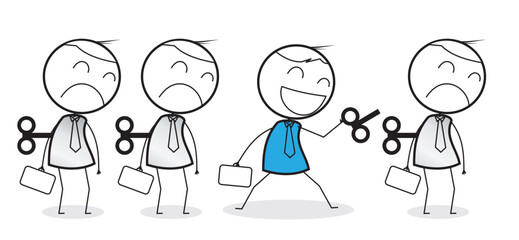 Stick Man as Businessman or Worker vector IIlustration with All condition at Jobs