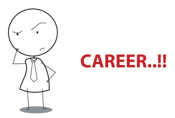 Stick Man as Businessman or Worker vector IIlustration with All condition at Jobs