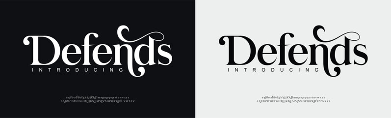 Defends typography luxury minimal lettering fonts for logo, brand etc. Typography typeface uppercase lowercase and number. vector illustration