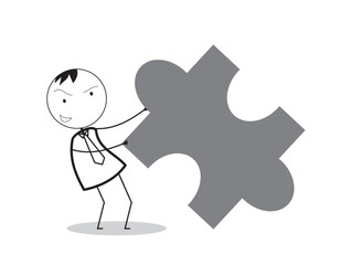 Stick Man as Businessman or Worker vector IIlustration with All condition at Jobs