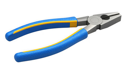 Fototapeta premium 3d combination pliers with blue and yellow grips isolated on transparent background