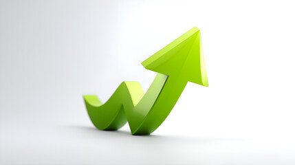 Green arrow showing growth on white background