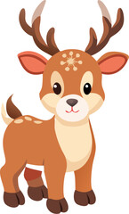 Cute baby reindeer with small antlers isolated on white background isolated on transparent background