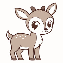 Cute baby reindeer with small antlers illustration isolated on white background isolated on transparent background