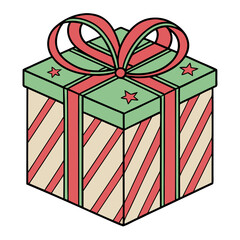 Festive christmas gift box with ribbon isolated on white background isolated on transparent background