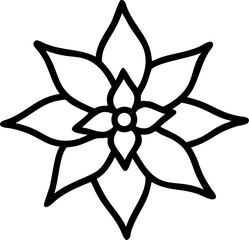 A single poinsettia flower illustration isolated on white background isolated on transparent background