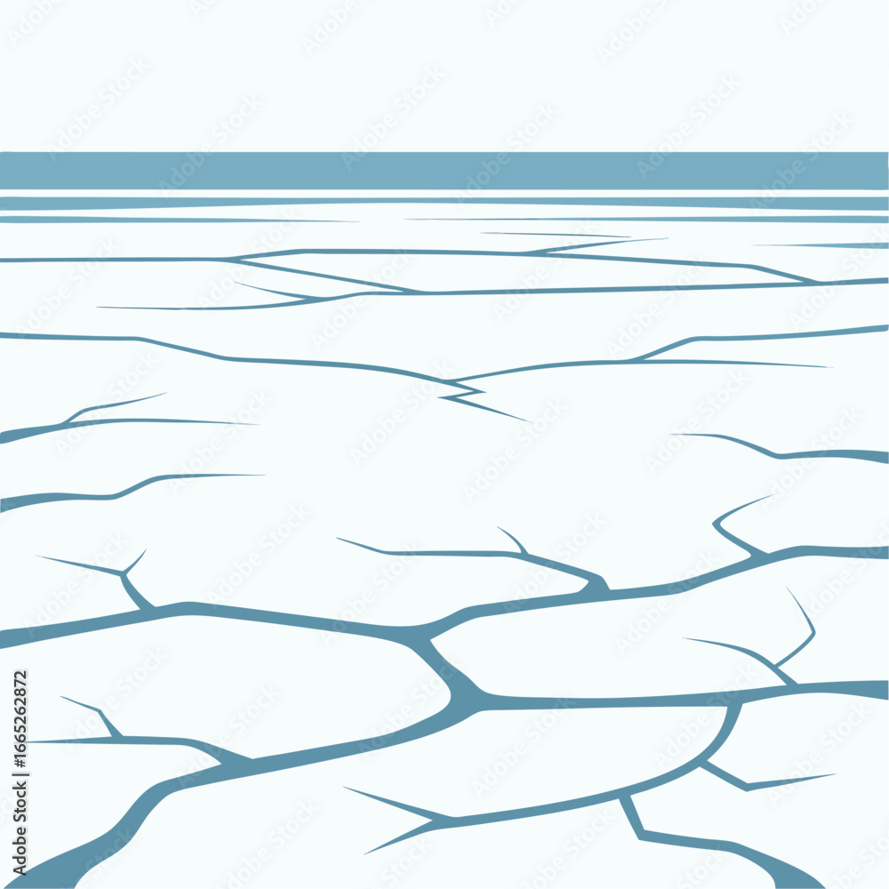 Poster frozen lake with intricate cracks isolated on white background isolated on transparent background